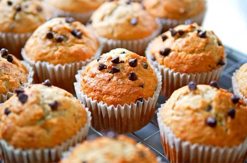 Muffins de Plátano y Avena con Chips de Chocolate
